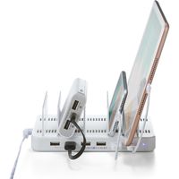 サンワダイレクト 充電器ステーション（USB充電器・スマホ・タブレット対応・最大9.6A/60W・6ポート搭載） 700-AC020W 1個（直送品）