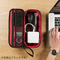 サンワダイレクト ガジェットポーチ（ACアダプタ収納ケース・モバイルバッテリーケース・縦長・キャリングケース・グレー） 1個（直送品）