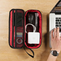 サンワダイレクト ガジェットポーチ（ACアダプタ収納ケース・モバイルバッテリーケース・縦長・キャリングケース・ブラック） 1個（直送品）