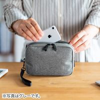 サンワダイレクト ガジェットポーチ（モバイルバッテリー・Wi-Fiルーター・パスポート・iPhone・ケーブル収納・Mサイズ・ネイビー） 1個（直送品）