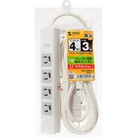 延長コード 電源タップ 3m 3P（ピン） 4個口 スイッチ ライトグレー TAP-34MG-3 サンワサプライ 1個
