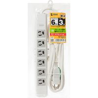 延長コード 電源タップ 3m 3P（ピン） 6個口 スイッチ ライトグレー TAP-36MG-3 サンワサプライ 1個