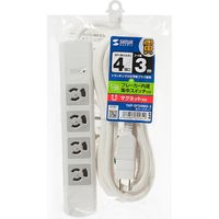 延長コード 電源タップ 3m 3P（ピン） 4個口 スイッチ ライトグレー TAP-SP34MG-3 サンワサプライ 1個