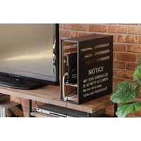 【アウトレット】ヤマソロ NOTICE（ノーティス） モデム収納 幅140mm 高さ360mm 木製 ブラック ナチュラル 77-258 1台（直送品）