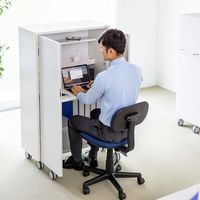 サンワサプライ テレワーク向けカートデスク 省スペース シリンダー錠 幅802×奥行728×高さ1250mm ホワイト RAC-TW01 1個（直送品）