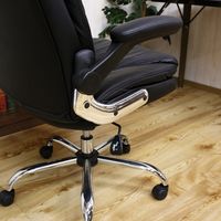 後藤家具物産 オラフ OAチェアー 跳ね上げ式肘 ソフトレザー 座面ポケットコイル グレー OA-ORF-GY 1脚（直送品）