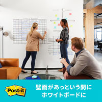 スリーエム(3M) ポストイット ホワイトボードフィルム 洗えるイレーサー付 1.2m×0.9m 白 1個 DEF 4X3
