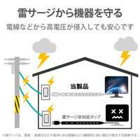 延長コード 電源タップ コンセント 3m 10個口 雷ガード ほこり防止 マグネット付 白 T-H0203WH エレコム 1個（直送品）