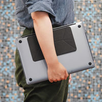 ノートPCスタンド 超薄型貼付式ノートパソコン用折りたたみスタンド チャコールグレー AM-OSLT-CG 1個 アーキサイト