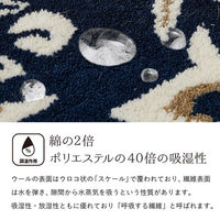 萩原 ウール100%の手づくりラグマット ポタリー ネイビー 270096410 1枚セット