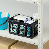 「現場のチカラ」 ハンドル付 折りたたみメッシュコンテナ 10L BK 1個  オリジナル