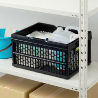 「現場のチカラ」 ハンドル付 折りたたみメッシュコンテナ 30L BK 1セット（8個）  オリジナル