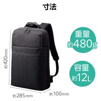 ビジネスバッグ リュック 12L 薄型 撥水加工 15.6インチノートPC 収納可 ブラック BM-BPTHBK エレコム 1個（直送品）