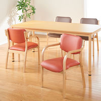 アイリスチトセ 福祉用イス ナチュラル／バレンシアオレンジ スタッキング リーズチェア ビニールレザー 介護 安定 幅520mm 座面高420mm