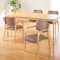 アイリスチトセ 福祉用イス ナチュラル／ブラウン スタッキング リーズチェア ビニールレザー 介護 安定 幅520mm 座面高420mm