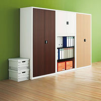 Ceha　深型スチール収納庫　両開き　2段　上置き用　オレンジ×ホワイト　幅880mm　奥行500mm　高さ730mm　1台　（取寄品）