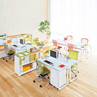 Ceha プレノデスクシステム 平机 引出し付き オーク天板/ホワイト脚 幅1400×奥行700×高さ720mm 1台 (4梱包)