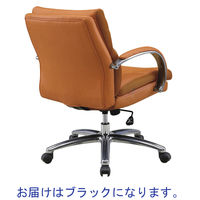 SEKI  レザーポケットコイルチェア2 オフィスチェア ローバック レザー張り ブラック 1脚