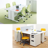 プラス スチールOAデスク フラットライン 平机 引出し付き 天板：ホワイト/脚：ホワイト 幅1000×奥行600×高さ700mm 1台