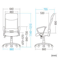 サンワサプライ ハイバックネットチェア オフィスチェア 肘付 ブラック SNC-NET15ABK 1脚 事務椅子 脚幅660mm（直送品）