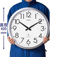 ノア精密 ウェーブ420 掛け時計 [電波 ステップ 大型 秒針停止機能 シンプル] 直径420mm W-462 SM 1個