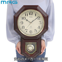 ノア精密 クラシカル電波振り子時計:鹿鳴館DX W-640 BR 1個 幅473×高さ297mm 電波時計 壁掛け アナログ表示 チャイム 電池付き