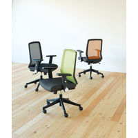 コイズミファニテック エルゴノミックチェア JG改 オフィスチェア 背メッシュ座ファブリック 肘付 オレンジ JG-41485OR 脚幅655mm 事務椅子