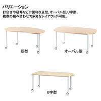【車上渡し】アール・エフ・ヤマカワ キャスターテーブル 台形 ホワイト 幅1600×奥行693×高さ700mm RFCTT-WL8016DWH 1台（直送品）