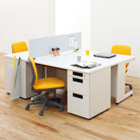 プラス スチールデスク フラットライン 奥行600mm用 脇机 3段 ホワイト 幅400×高さ700mm 1台(2梱包)