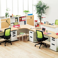 プラス スチールデスク フラットライン 奥行600mm用 脇机 3段 メープル／ホワイト 幅400×高さ700mm 1台(2梱包)