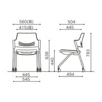 オカムラ VILLAGE VCC1ミーティングチェア グリーン（背カバー付） 1箱（2脚入） スタッキング キャスター付き 幅560mm 座面高440mm