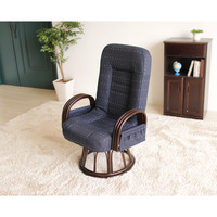 【軒先渡し】ヤマソロ 漣 さざなみ ラタン回転高座椅子 360°回転 3段階リクライニング ポケット付 ブルー 83-931 1脚（直送品）