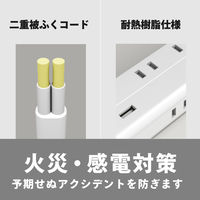 トップランド 延長コード 電源タップ 2m 8個口 USBーA充電ポート(2個口)付 抗菌加工 STPA820-WT 1個