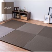 萩原 水拭きできる い草風 置き畳 彩模様 幅820×奥行820×高さ25mm ブラウン 159055691 1セット(6枚入)（直送品）