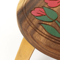 トモ・コーポレーション スツール 座面高25~26cm インディアンフラワー 天然木 433204 1個（直送品）