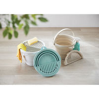 おりたためるバケツ8L ちょい置きトレー付 グレー 1個 伊勢藤