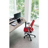 【組立設置込】内田洋行 ニンバス チェア ハイバック 固定肘 ハンガー付 ランバー無 ナイロンキャスター ディープレッド×黒 1脚（直送品）