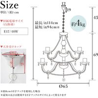 【軒先渡し】萩原 シャンデリア １２灯 幅650×奥行650×高さ690mm クリア NL-8612CL 1個（直送品）
