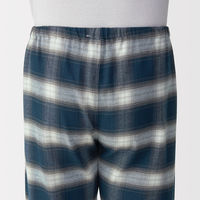 無印良品 メンズ 紳士 脇に縫い目のない フランネル長袖パジャマ 紳士Ｍ ダークネイビーチェック 良品計画