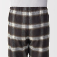 無印良品 メンズ 紳士 脇に縫い目のない フランネル長袖パジャマ 紳士ＸＬ ブラウンチェック 良品計画