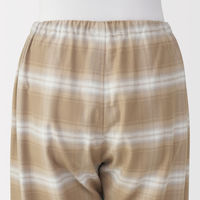 無印良品 レディース 婦人 脇に縫い目のない フランネル長袖パジャマ 婦人Ｌ ペールブラウンチェック 良品計画