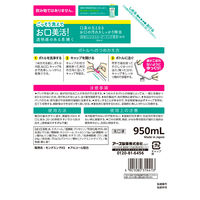 マウスウォッシュ 洗口液 口臭 モンダミン クリアミント つめかえ 950mL 1個 低刺激タイプ 口臭対策 アース製薬