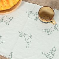 インド猫総刺繍ランチョンマット グレー studio CLIP