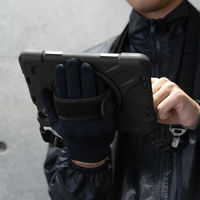 iPad mini 8.3インチ A17 Pro/第6世代 耐衝撃ケース 縦横スタンド可能 360度回転ホール ショルダーストラップ付 黒（直送品）