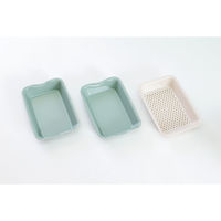 伊原企販 ザル&バット3点セット 抗菌 角型 電子レンジ対応 日本製 Vat&Colander 2+1セット グリーン 396815 1個（直送品）