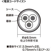 延長コード 電源タップ 2m 3P（ピン） 4個口 マグネット グレー TAP-KS4-2 サンワサプライ 1個（直送品）