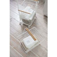 【アウトレット】tosca（トスカ） ランドリーワゴン+バスケット ホワイト 1個 山崎実業 【送料無料】　【終売品】