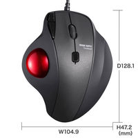 サンワサプライ 有線トラックボール 静音 5ボタン 大型サイズ 光学式 親指操作タイプ MA-TB184BK 1個（わけあり品）