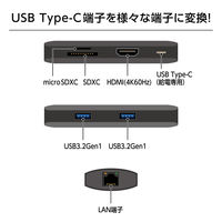 ドッキングステーション USB Type-C接続 ケーブル長さ50cm PD給電対応モデル UDS-4K02P/BK 1個