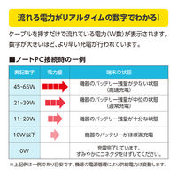ナカバヤシ GaN 65W PD充電器ケーブル一体型 電力表示 2m ブラック JYU-AC0220BK 1個